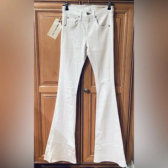 NWT Rag & Bone High Rise Bell Ripped Jeans